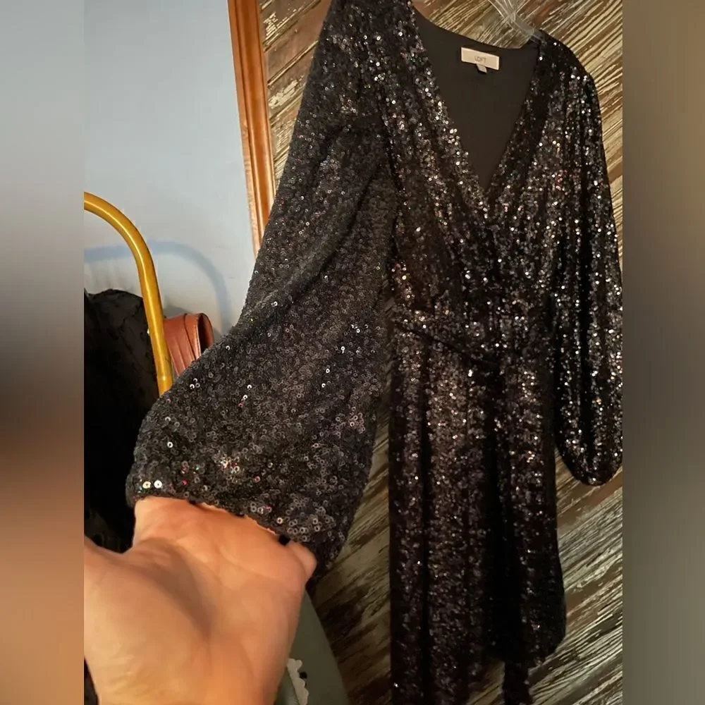 Ann Taylor Loft sequins wrap dress